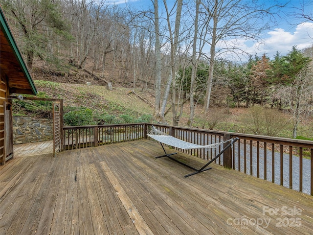 wooden deck with a water view