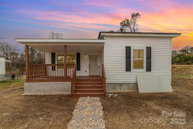 view of front of home with covered porch