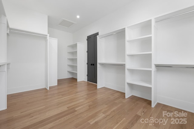 walk in closet featuring light wood-type flooring