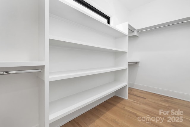 walk in closet featuring light wood-type flooring