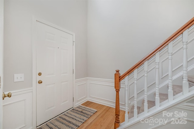 foyer with light wood-type flooring