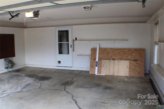 garage with a garage door opener