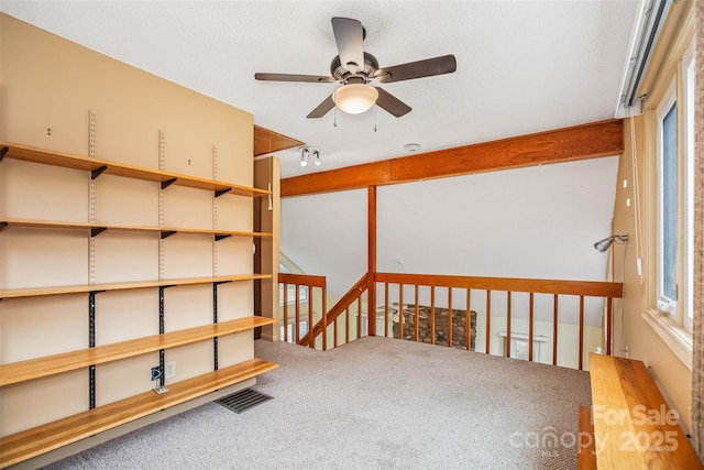 empty room featuring ceiling fan and carpet flooring