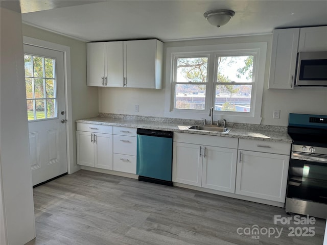 kitchen featuring white cabinetry, appliances with stainless steel finishes, and sink