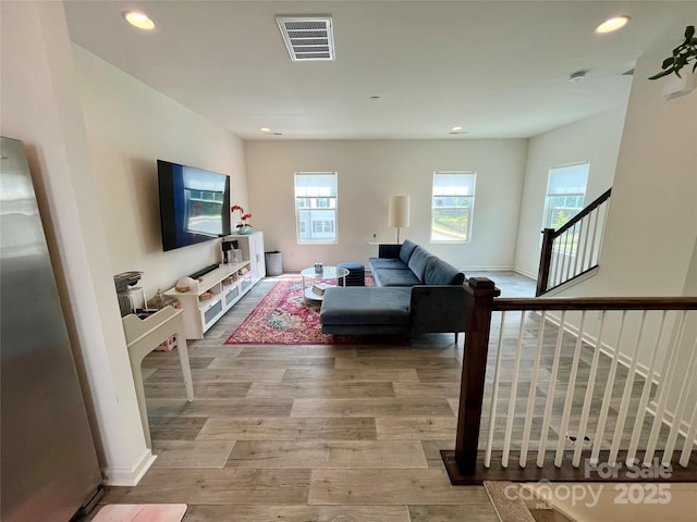 living room featuring light hardwood / wood-style floors