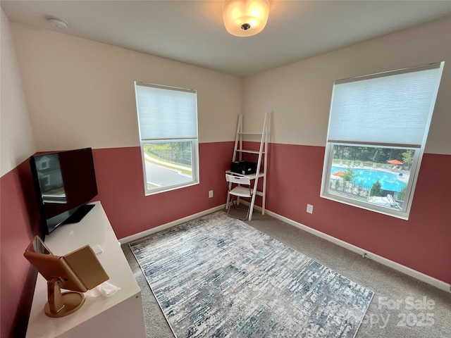 home office featuring carpet flooring