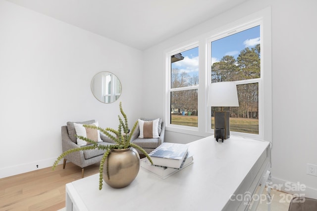 living area featuring light hardwood / wood-style flooring