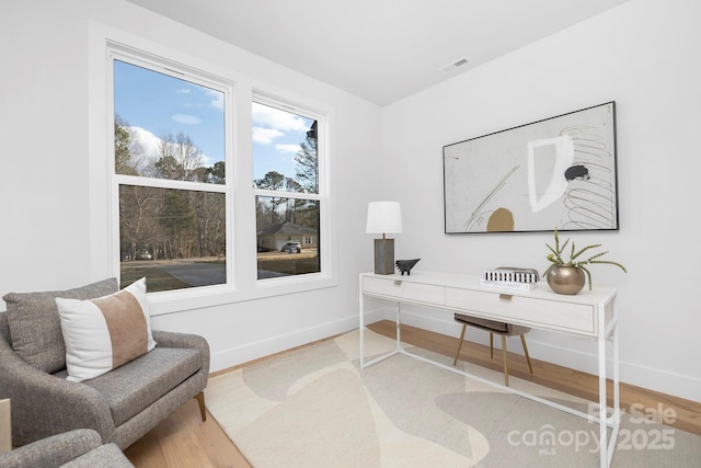 office space featuring hardwood / wood-style floors