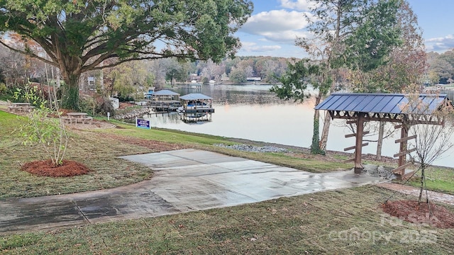 exterior space featuring a water view