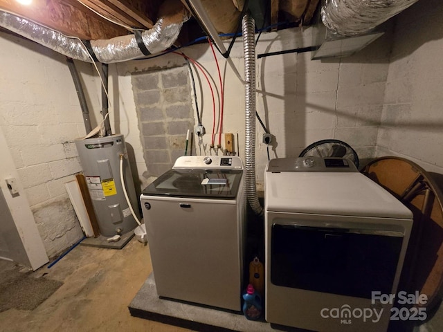 utilities featuring washing machine and clothes dryer and electric water heater