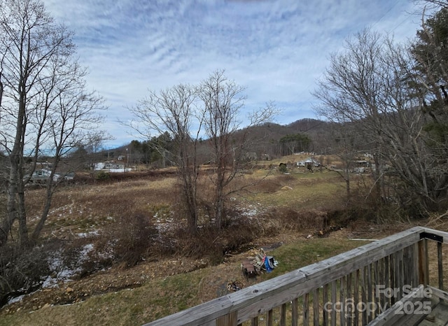 view of yard featuring a mountain view