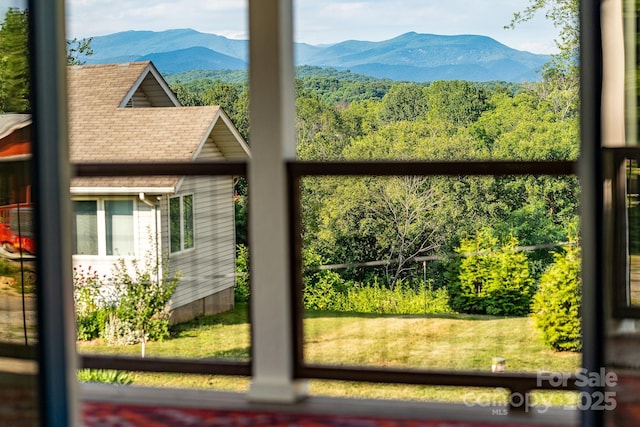 doorway with a mountain view