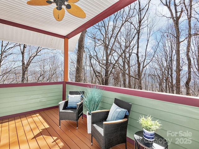 deck featuring ceiling fan