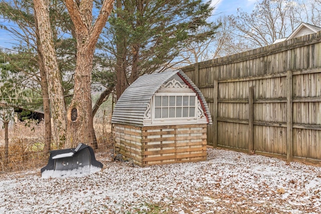 view of snow covered structure