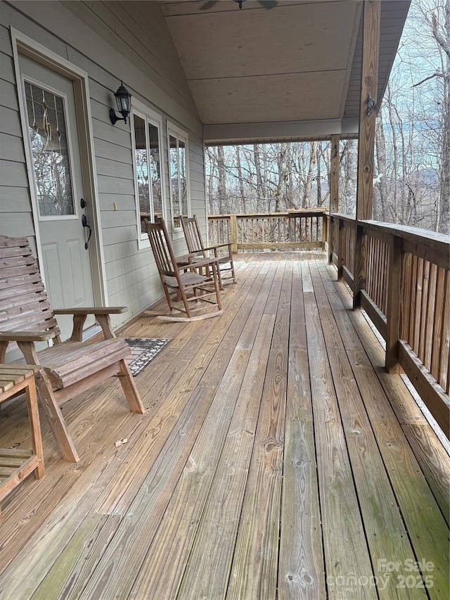 wooden deck with covered porch