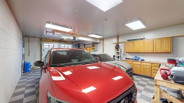 garage with a garage door opener