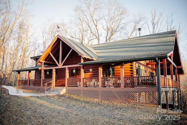 714 Heartwood Dr, Marion, NC 28752 - view of front of house featuring log siding and covered porch