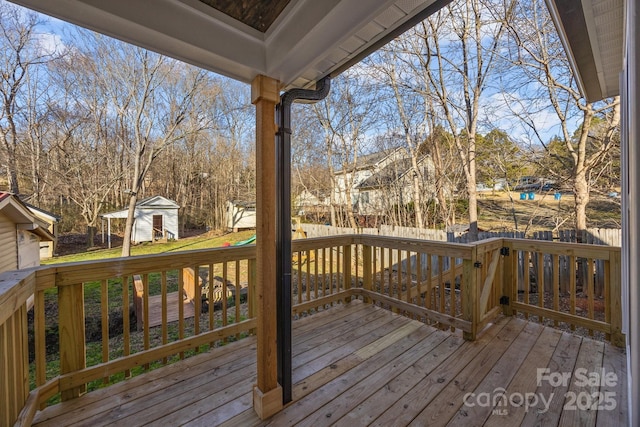 deck with a storage unit