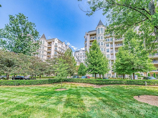 view of property's community featuring a lawn