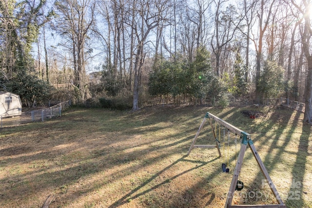 view of yard with a playground