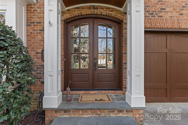 doorway to property with french doors