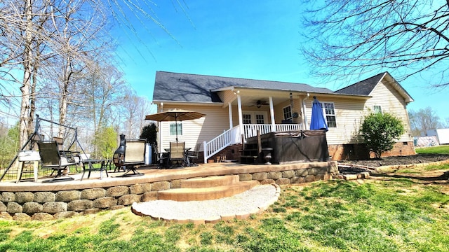 306 Bluegill Ln, Statesville, NC 28625 - rear view of property featuring a patio, a shingled roof, and ceiling fan
