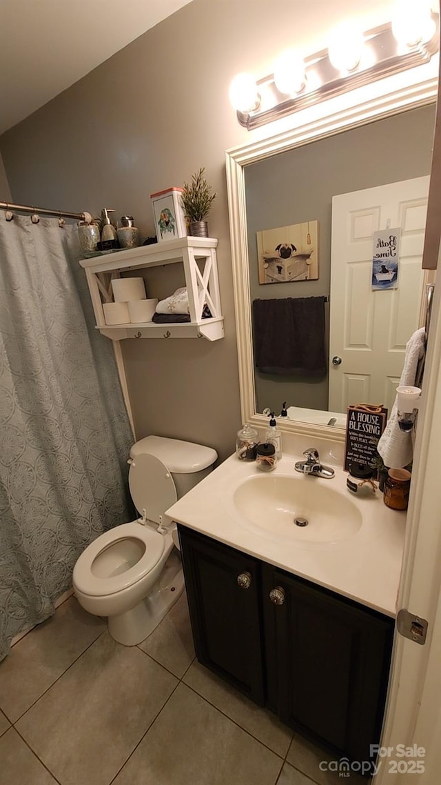 306 Bluegill Ln, Statesville, NC 28625 - full bath with toilet, tile patterned floors, vanity, and lofted ceiling