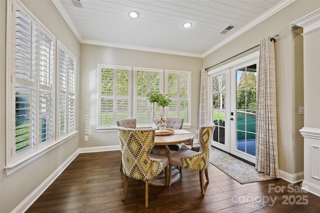 sunroom featuring french doors