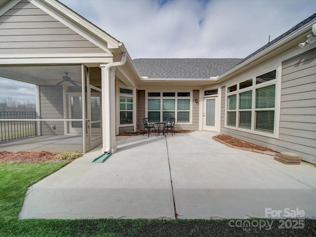 view of patio with ceiling fan