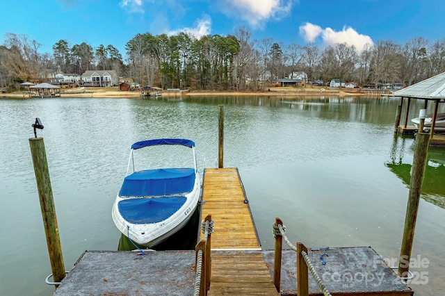 dock area featuring a water view