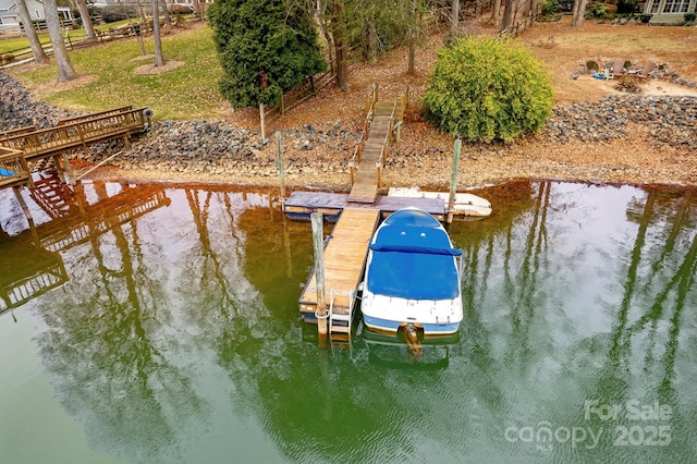 view of dock featuring a water view