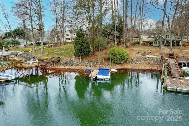 view of dock featuring a water view