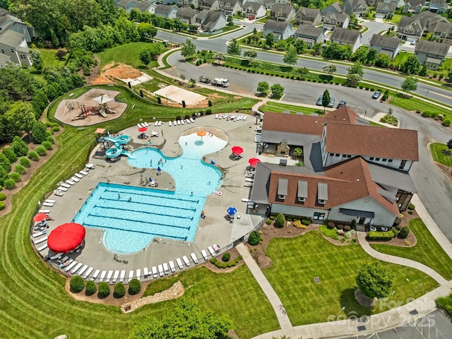 bird's eye view with a residential view