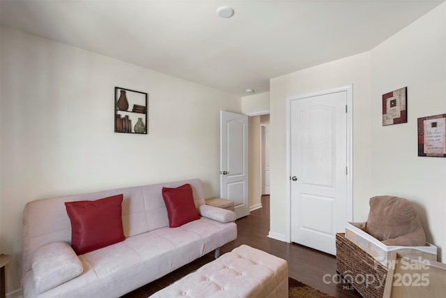 living area with dark wood-type flooring