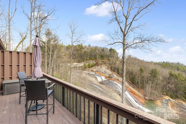 wooden terrace with a water view