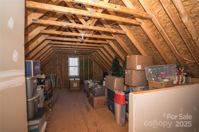 view of unfinished attic