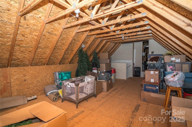 view of unfinished attic