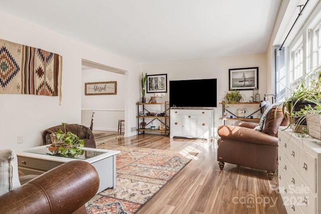 living room featuring light hardwood / wood-style floors