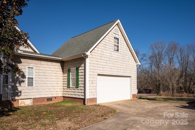 view of home's exterior with a garage