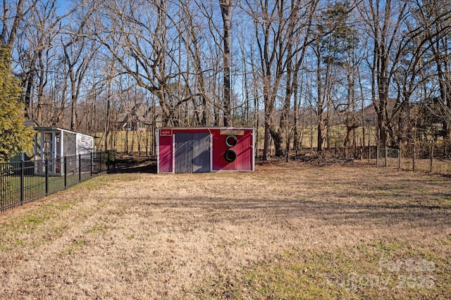 exterior space with a storage unit