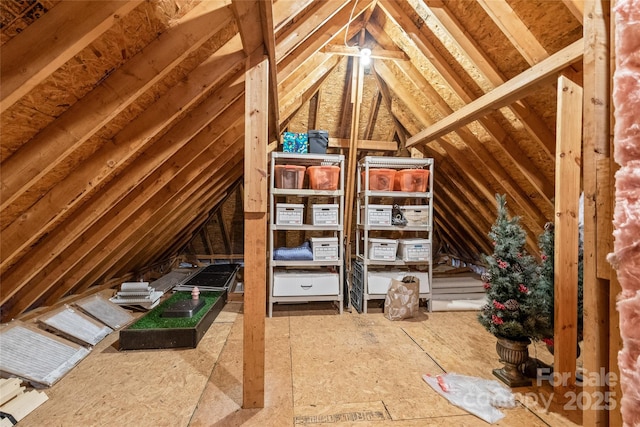 view of unfinished attic