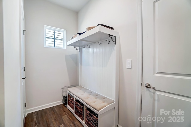 mudroom with dark hardwood / wood-style floors