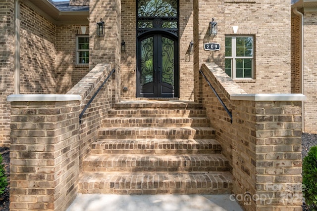 property entrance with french doors