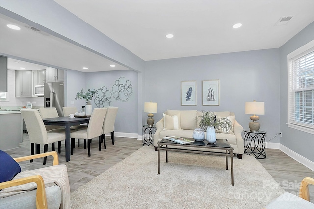 living room featuring light hardwood / wood-style flooring