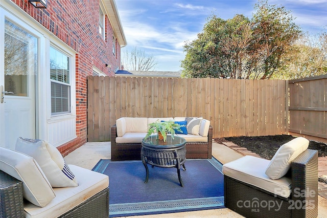 view of patio featuring an outdoor living space