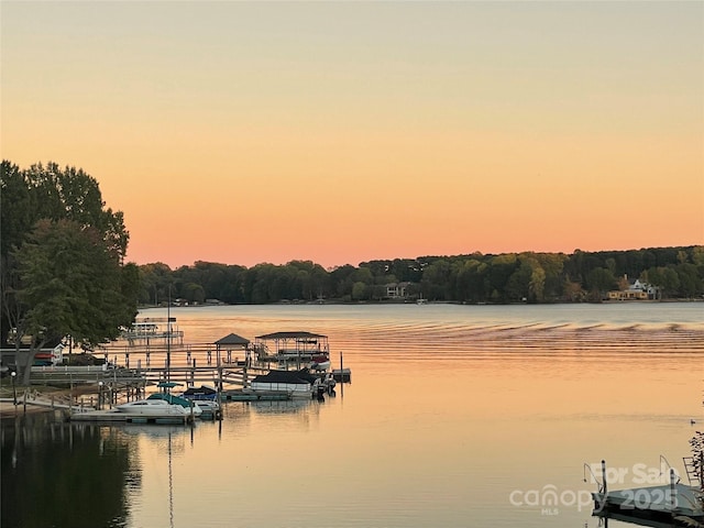 property view of water featuring a dock