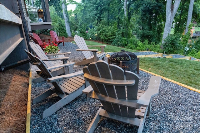 view of patio featuring an outdoor fire pit