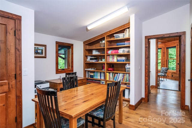 dining room with light wood-type flooring