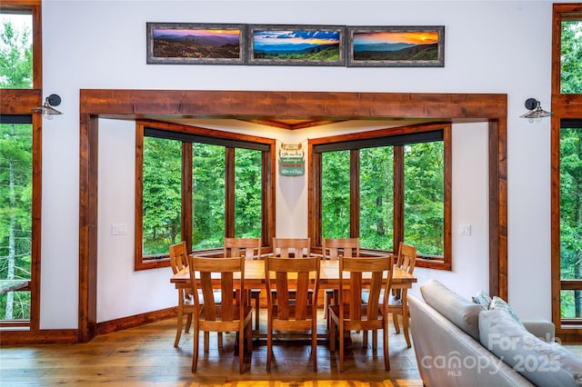 2126 Sycamore Dr, Nebo, NC 28761 - dining area featuring baseboards and hardwood / wood-style floors