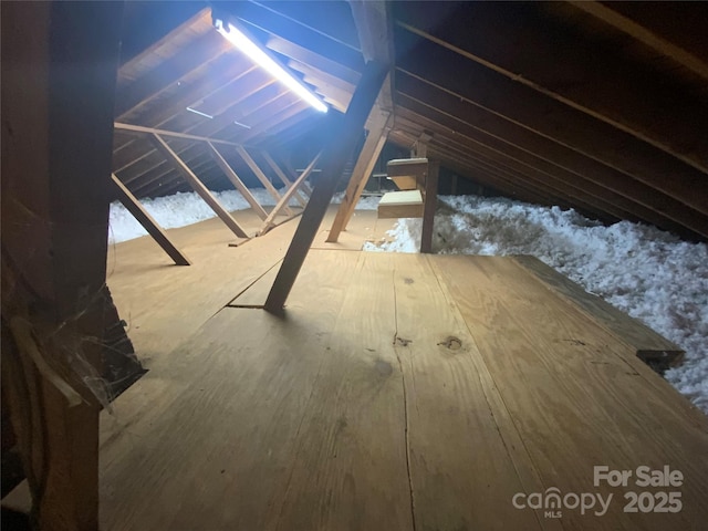 view of unfinished attic